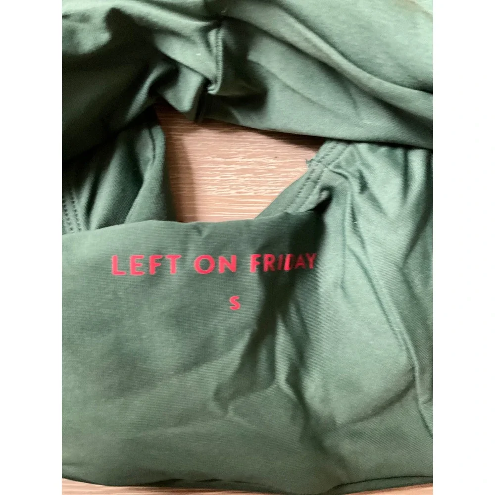 Left On Friday Flip Top Bikini Top Palm Green Small New With Tags